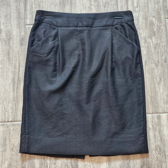 J. Crew The Pencil Skirt Size 4 Grey Back Slit Pockets Lined 100% Cotton FLAW - Picture 1 of 13